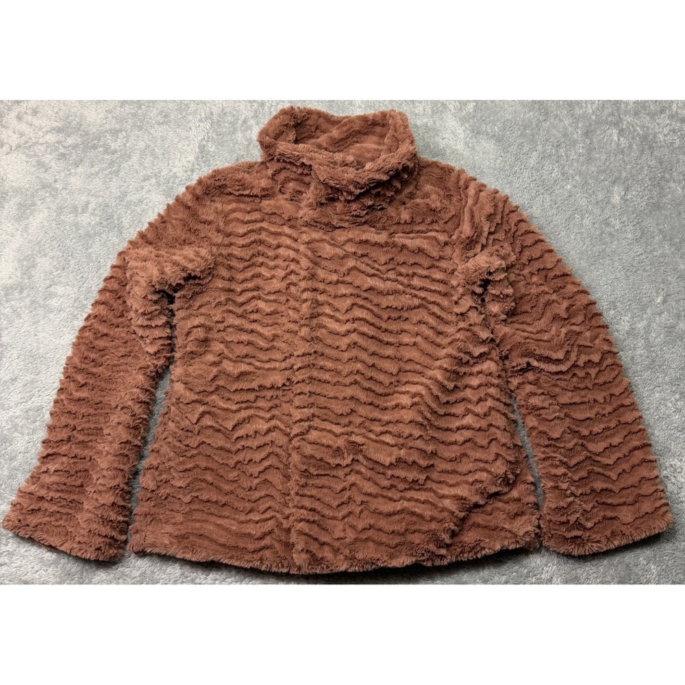 Patagonia Pelage Snap Jacket Ladies Medium Brown Fleece Faux Fur Full Zip Women